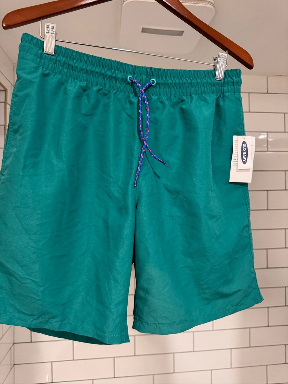 Old Navy Men's Teal-Green Swim Trunks with Contrast Drawstring NWT